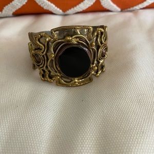 Artisan Cuff Bracelet With Glass Stone